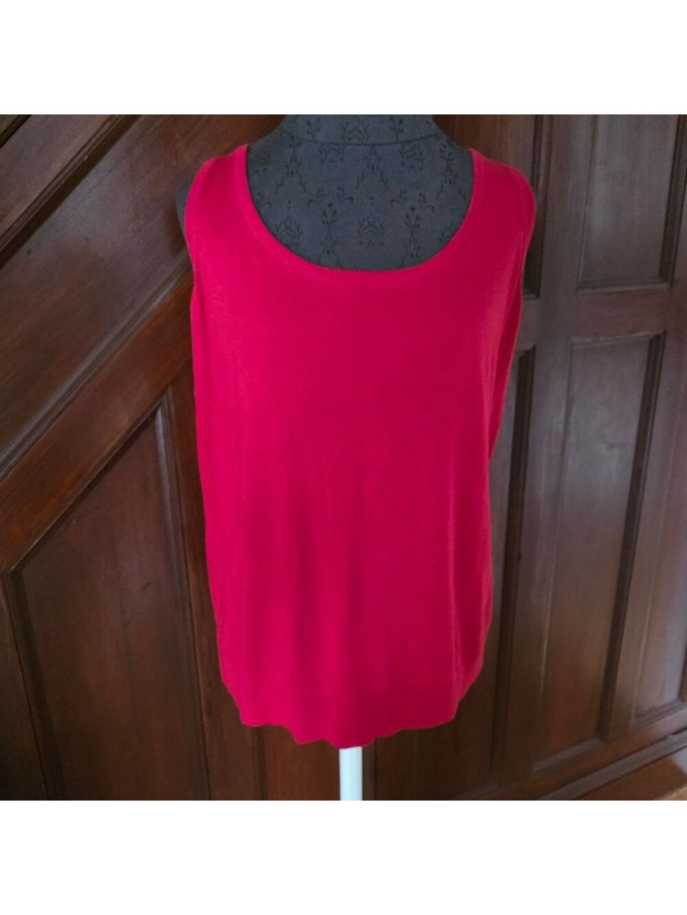 Talbots Womens Red Sleeveless Tank Top 1X Cotton Blend New With Tags